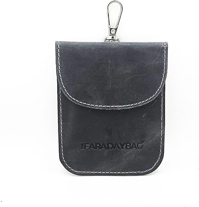 Faraday Key Fob Protector - Real Leather Premium Signal Blocking Pouches - RFID Blocking Car Key Security Shield