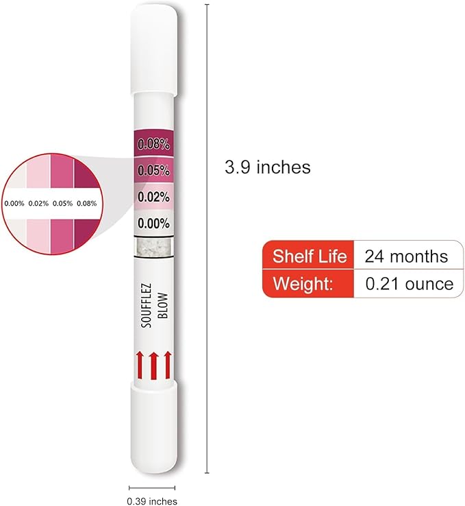 25 Tests Breathalyzers for Alcohol, Single-Use Disposable Breath Alcohol Analyzer 4-Level Indication Home Testing for Personal Use