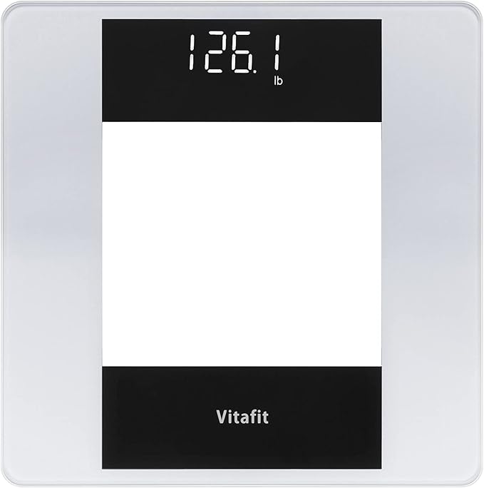 Vitafit Digital Bathroom Scale for Body Weight, High Accuracy Assured by Weight Scale Professional Factory Since 2001, White LED and Step-On, 3*AAA Batteries Included, 400lb, Silver