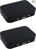 2 PCS Pill Box with Mirror, Portable 3 Compartment Medicine Pill Organizer, Cute Small Pill Case Supplement Organizer Pill Holder for Purse Travel(Black)