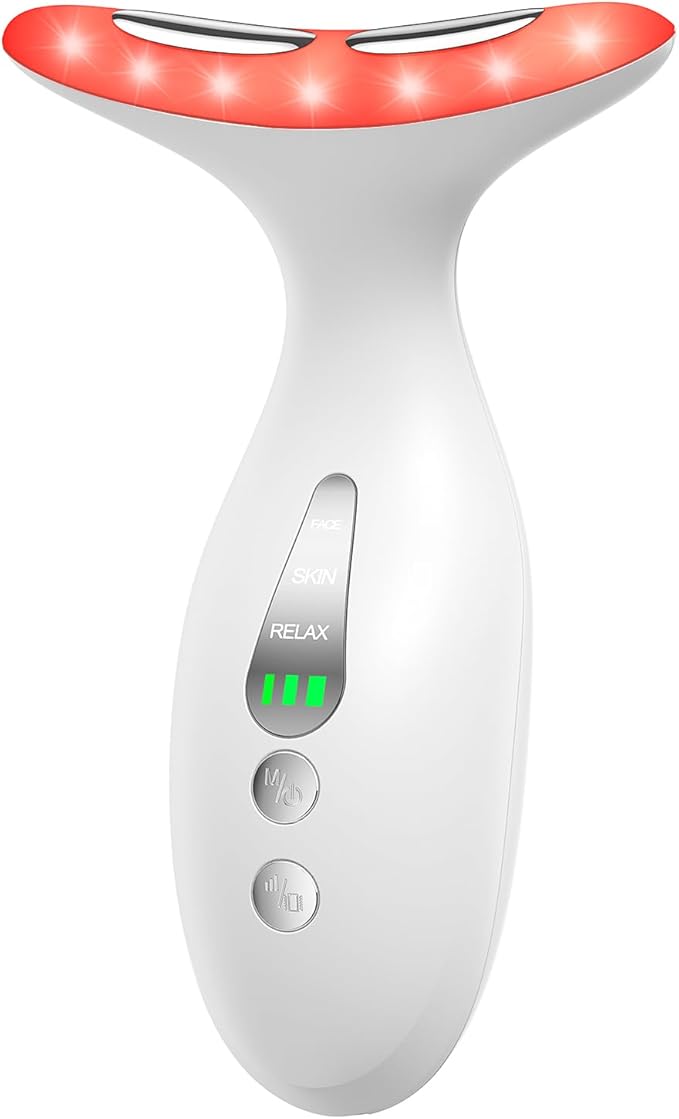 Neck Massager — Portable Facial/Neck Massager with Constant Temperature Heat Therapy and Vibration Massage. USB Rechargeable, Three Adjustable speeds. Relieves Fatigue and aids in Skincare Absorption