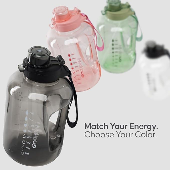 Sport Jug 58oz – Large Clear Plastic Water Jug with 2-in-1 Straw & Chug Lid, Motivational Time Markers, BPA-Free, Leakproof