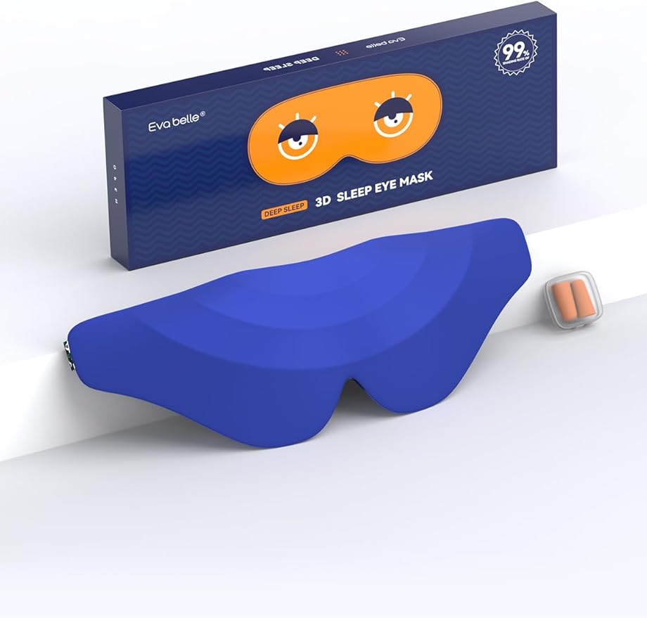 Sleep Mask for Side Sleeper Women Men, EVA BELLE Eye Mask for Sleeping Light Blocking, 3D Sleeping Mask Blackout, Soft Breathable Eye Shade Cover with Adjustable Elastic Strap for Travel Home Nap Rest