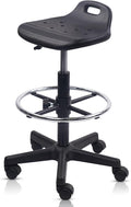Round Rolling Drafting Stool with Foot Rest, Height Adjustable Swivel Multi-Purpose Office Desk Chair with Breathable Seat Cushion Stools for Home Bar Kitchen Salon Spa Medical, Black 1PK