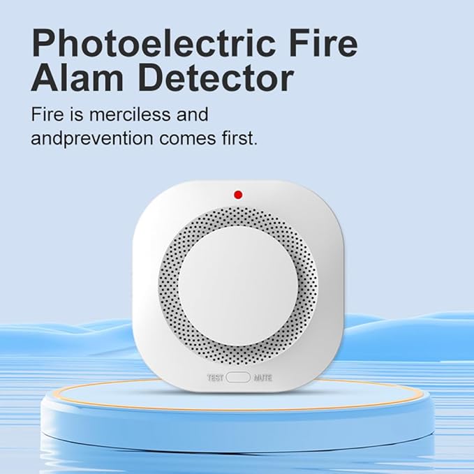 Photoelectric Smoke Detector Fire Alarm, Battery Operated, Smoke Alarm with Test Button & Low Battery Signal, LED Warning Light, 85-Decibel Alarm Sound, Easy Installation for Living Rooms and Bedrooms