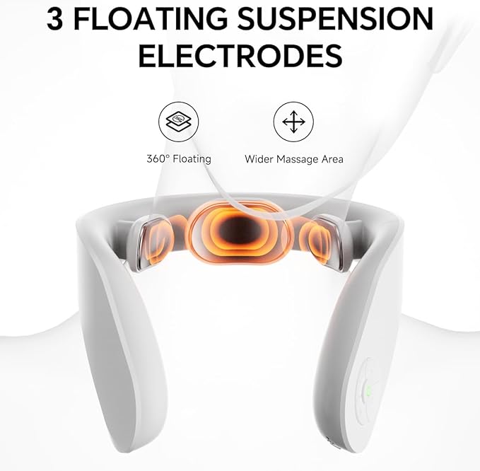 Neck Massager with Heat, Portable Cordless Travel Massager for Pain Relief Deep Tissue Vibration, Promote Muscle Relaxation Home Use