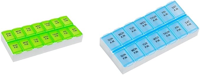 Ezy Dose 7-Day AM/PM Pill Organizer 67375GAMT and 7-Day AM/PM Pill Organizer, Vitamin Case, Medicine Box