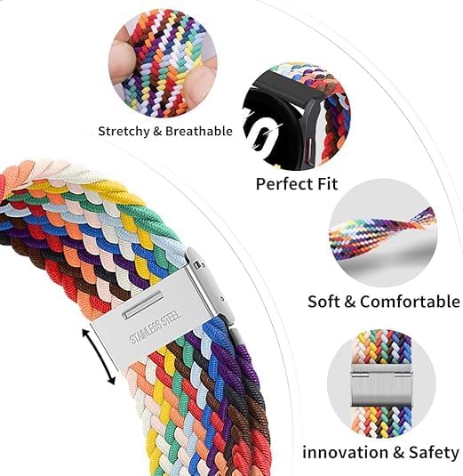 2-Pack Compatible for Cosmo JrTrack 5, for Bark, for Fitpolo AR-01 Nylon Stretch Watch Bands Breathable Elastic Replacement Wristband Adjustable Straps