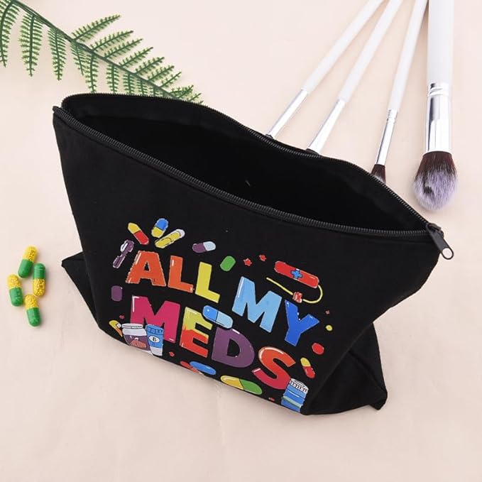 Zippered Pouch for Medical Supplies Daily Medicine Bag for Nurse Bag Essential Items Funny Medicine Pouch Pharmacist Pharmacy Toiletry Bags Canvas Practitioner Cosmetic Bags Patient Doctor Gift Ideas
