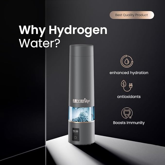 LevelUpWay - 2026 Hydrogen Water Bottle – Advanced SPE/PEM Technology – Generates Up to 5000 PPB – 250ml – Portable Hydrogen-Enriched Water Bottle with Breathing Adapter
