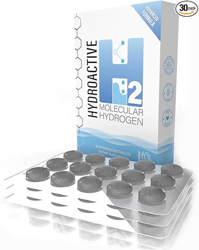 Hydroactive H2 Molecular Hydrogen Tablets by Litewater Labs, 30 Count, Deuterium Depleted, 8-12 PPM, for Optimal ATP Production, Increased Strength, Rapid Hydration, Faster Recovery, Superior Health