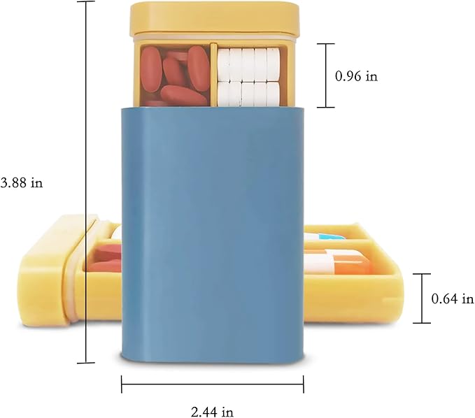 INVODA 4PCS Pill Case 6 Compartment Travel Pill Organizer Weekly Vitamin Organizer Portable Pill Box for Purse Air Seal Medicine Drawer Organizer for Vitamin Cod Liver Oil Supplement Pill (Pack of 4)