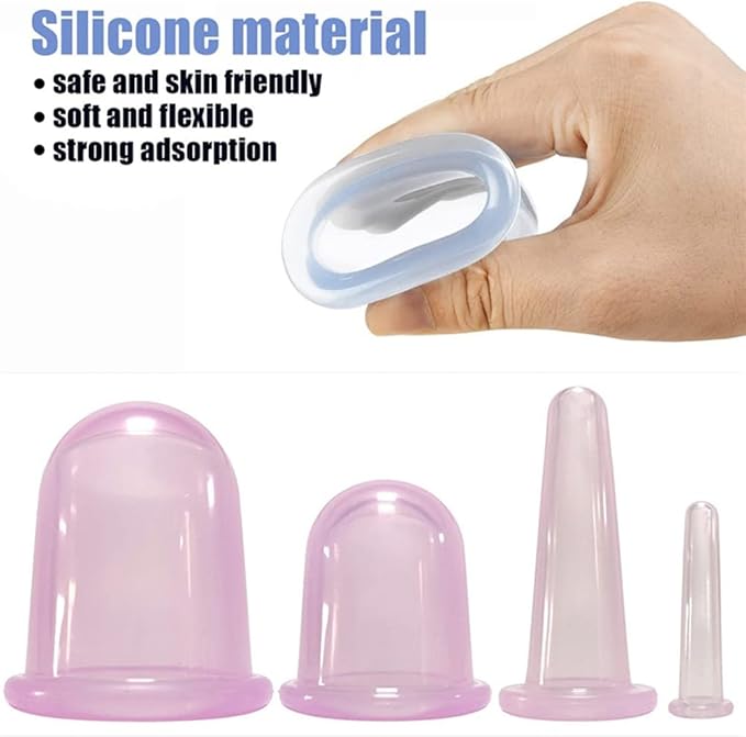 Facial Cupping Set Silicone Cupping Therapy Sets 7Pcs Anti-Cellulite Cup Vacuum Suction Massage Cups with Storage Bag for Muscle,Nerve,Joint Pain Relief and Cellulite Blaster Massage
