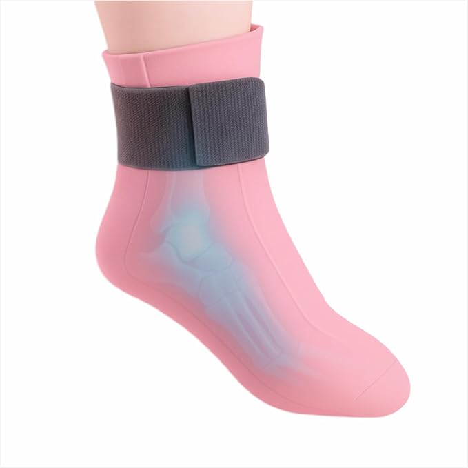 Foot Cold & Hot Gel Pack Sock for Neuropathy, Plantar Fasciitis, Gout, Swelling, Sprains, Heel & Ankle Pain Relief, Injury Recovery Cooling Compress Wrap (Pink-1pcs)