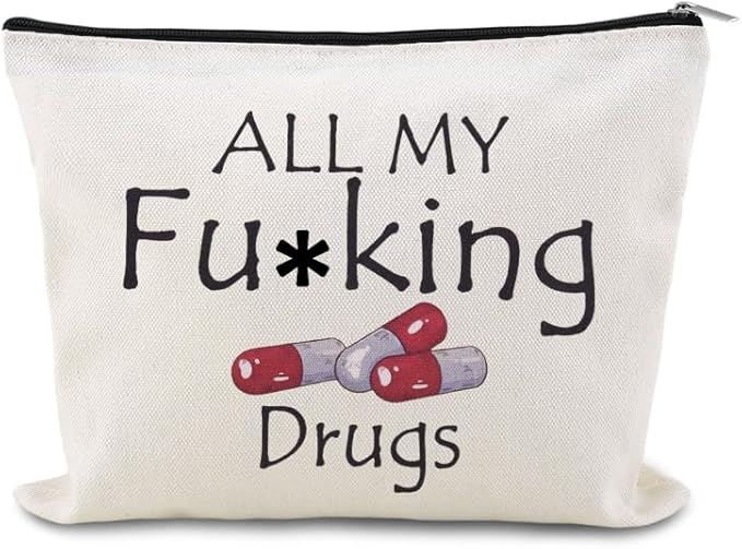 Medication Organizer Storage Bag Pouch Funny Medicine Travel Bag Pill Pouches for Patients Pharmacist Doctor Nurse Med Pouch Practitioner Dental Assistant Gifts Cosmetic Makeup Bags Med Toiletry Bags