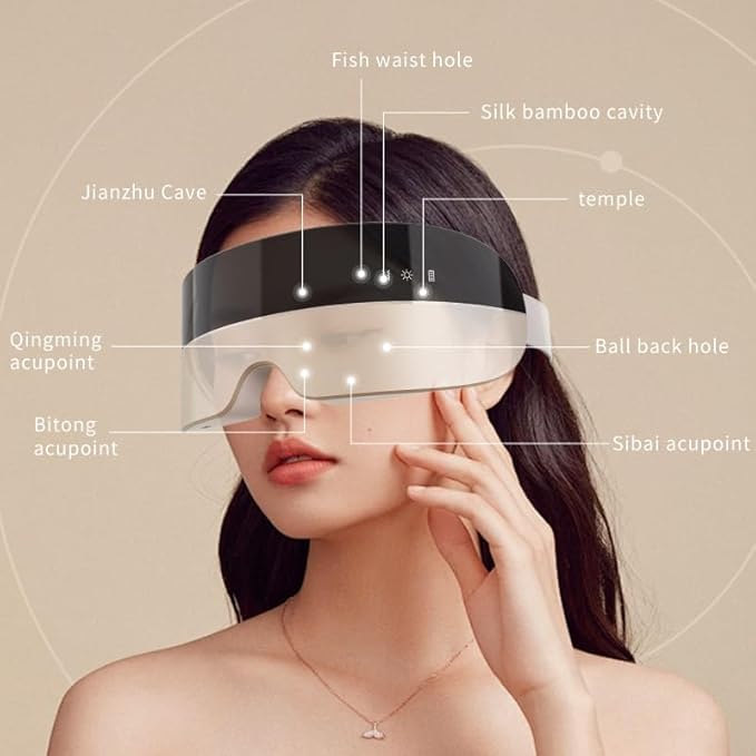 Eye Massager with Heat and Cooling - with Atomization Function, Smart Heated Eye Mask with 3D Massage, Bluetooth Music, for Office, Travel, Home Use, Portable and Gifts for Women and Men