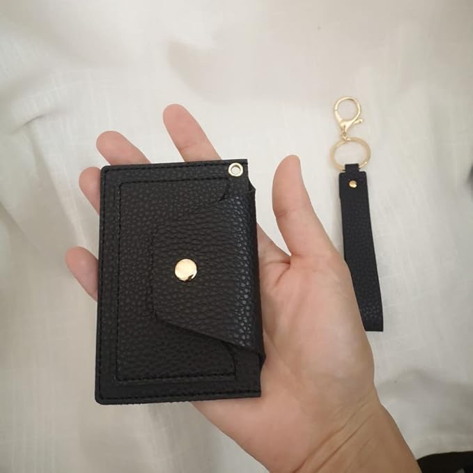 Birth Control Pill Case Medicine Holder Daily PU Leather Removable Wristlet Strap (Black)