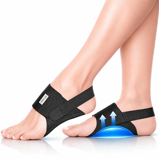 Fit Geno Arch Support Brace for Plantar Fasciitis, Heel & Foot Pain Relief – Adjustable Compression Wrap with Gel Cushion for Flat Feet & Fallen Arches, Non-Slip Support for Men & Women