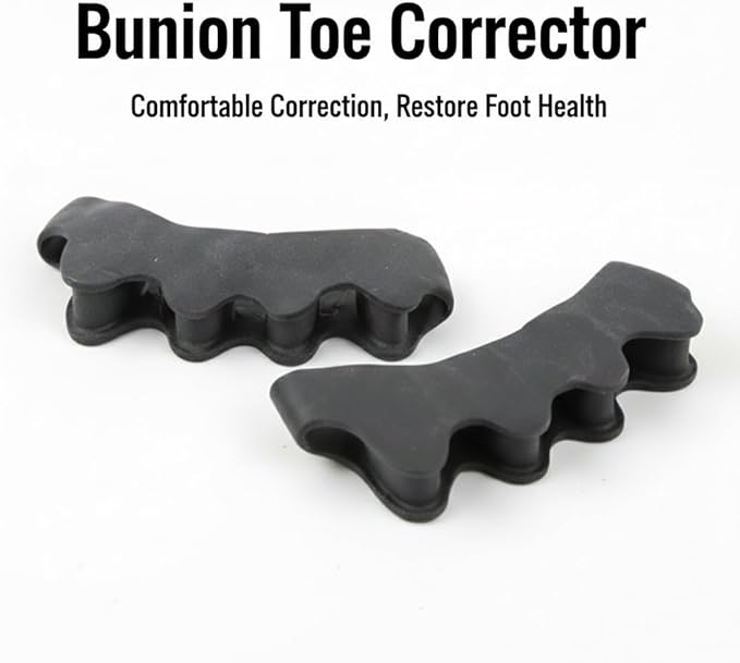 Toe Separators for Functional Fitness Athletes - Toe Straighteners for Foot Pain Relief and Plantar Fasciitis - Fix Feet - Fix Toes - Fix Bunions - Toe Spacers for Crossfit Black-A