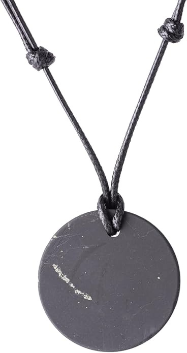 Shungite Pendant Necklace - Harmonizing Shield Defense - Wearable Shungite Crystal for Stress Down and Vitality Up - Shungites Stones from Russian Mine