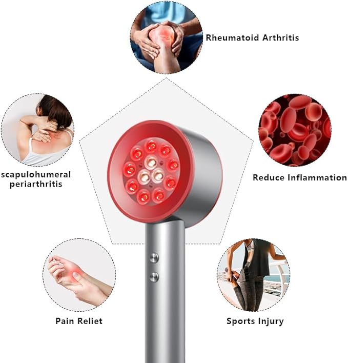 Dual-Sided Red Light Therapy Wand - Professional 4-Wavelength 630nm 660nm 808nm 850nm - High Irradiance Near Infrared Device for Deep Muscle Support, Joint Comfort, Skin Health