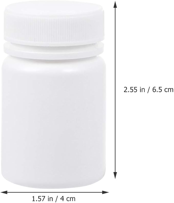 20 Pcs Empty Pill Bottles, 50ml Small White Plastic Medicine Containers with Lids, Portable Travel Pill Holder for Medication, Vitamins & Crafts