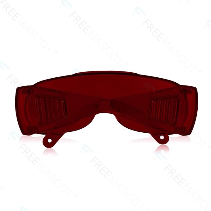 FreeMascot OD 4+ 190nm-540nm Wavelength Laser Safety Glasses for Typical 405nm, 450nm, 520nm, 532nm Laser Light for Hair Removal Laser Treatment Eye Protection Goggles (Red)