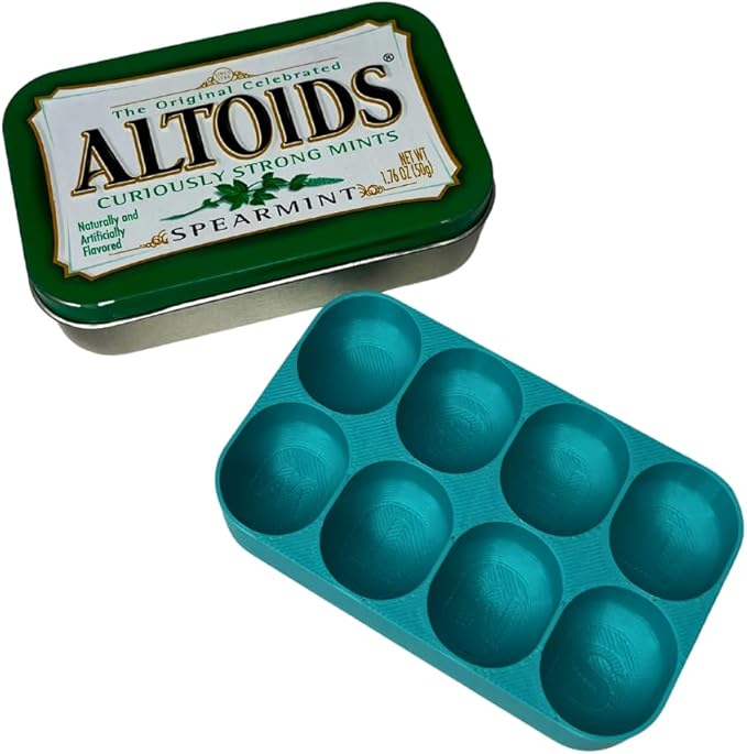 Pill Organizer Insert Compatible with Altoid Tin Cans | Reuse Cans for Discreet Pill Storage | 7 Day Outline Embedded Pill Dispenser | Made in USA (Teal)