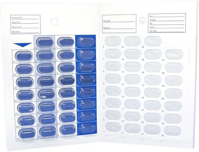 31 Day Cold Seal Pill Blister Cards – Monthly Disposable Medication Organizer for Caregivers, Summer Camps, Pharmacists, and Daily Pill Management (Pack of 10)