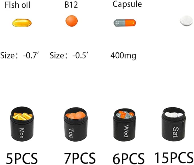 FAYALA Pill Disperser Waterproof 3 Days Pill Holder Travel Pill Container Portable Medicine Keychain Daily Airtight Pill Organizer（Black） (3 compartments)