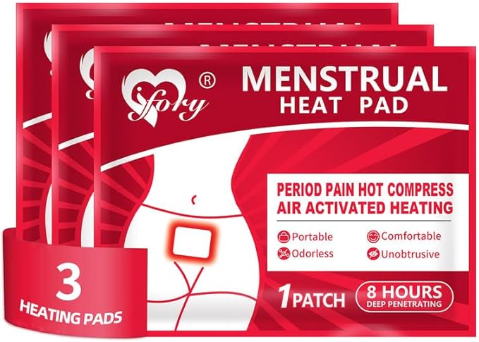 Heat Patches for Menstrual Cramp Relief, Adhesive Heating Patches for Period Cramps, Portable Instant Hot Packs, Travel Size Heat Pads on Cruise- 3 Packs