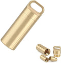 Brass Seals Bottles Keychain,Portable Waterproof Pill Case Key Chain, Mini Canister Medicine Capsule Bottle Pill Container for Outdoor Camping & Travelling EDC Tool, Medium
