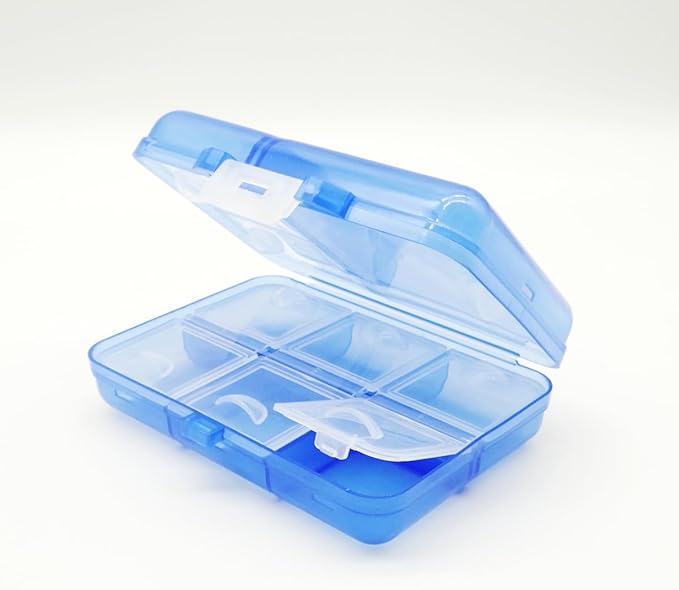 Travel Medicine Pill Organizer, Daily Pill Box Purse Pocket, Weekly AM PM Medication Reminder Planner, Cute Pill Holder Container Portable Compact Vitamin Supplement Capsule Dispenser, Blue