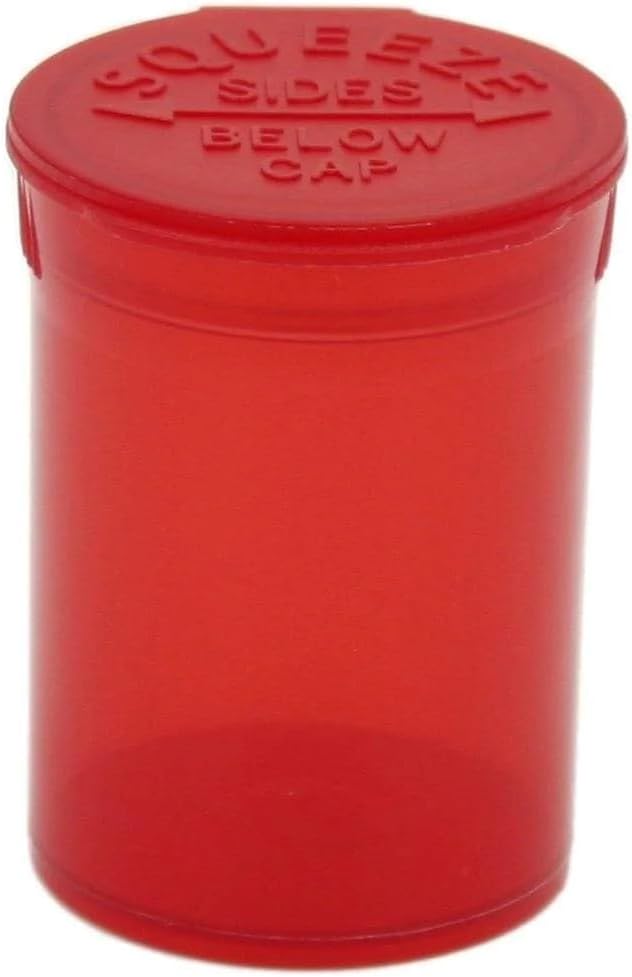 Multi-Use Airtight Empty Pill Bottles with Hinged Lids, 30 Dram Plastic Bottle Organizer for Supplements, Vitamins & Medicines, 12 Pack (Red Translucent)