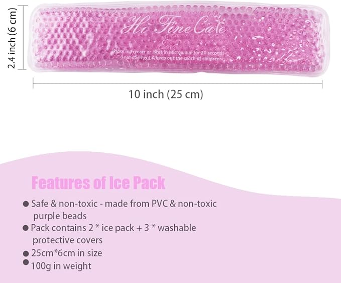 Perineal Cooling Pad, Postpartum Cold Packs Gel Bead Ice Pack Cold Therapy for Women After Pregnancy and Delivery, 2 Ice Pack and 3 Cover (Purple)
