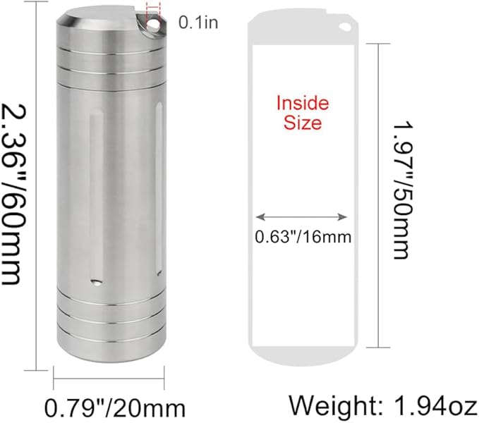 Large Size High Capacity Stainless Steel Keychain Pill Holder – Pill Container Portable Pill Case for Backpack, Keyring Watertight Travel Pill Container for Medicine (Medium)