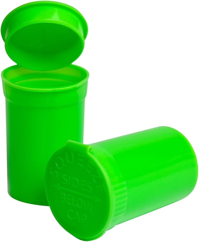 6 Dram Pop Top Bottles, Pill Storage Container, Multi-Color Pack, Airtight Seal, 720 Count (Green)