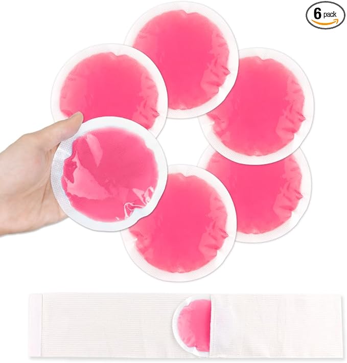 NEWGO Small Ice Packs for Injuries, 6 Pack Round Ice Packs for Face, Hot and Cold Gel Ice Pack Circular Cold Compress with Cloth Backing & Sleeve for Pain Relief, Toothaches - Red