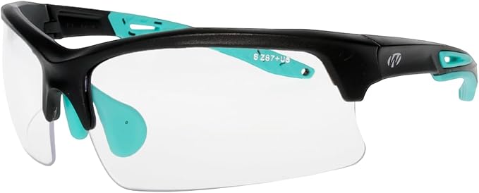Walker's Unisex Teal Impact Resistant Sport Glasses | Durable Non-Slip Rubberized Frame UV Protection Shooting Outdoor Sports Glasses w/ Clear Lenses