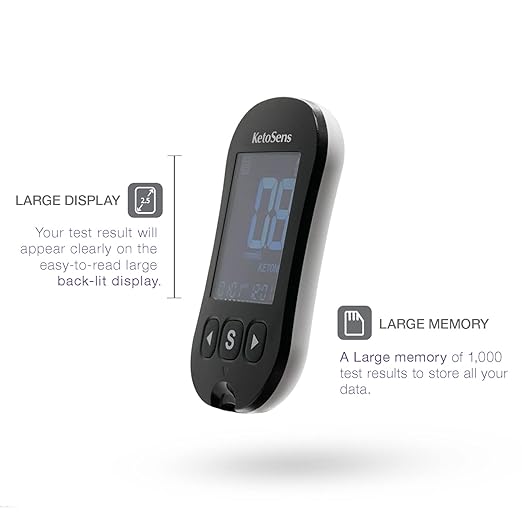 KetoSens Made in Korea Blood Ketone Monitoring Starter Kit: Ideal for Keto Diet with App. Includes 1 Meter, 10 Ketone Test Strips, 10 Lancets (30G), 1 Lancing Device & 1 Case