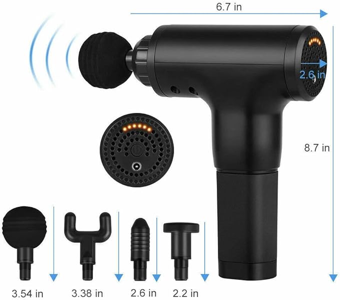 Massage Gun Percussion Massager Deep Tissue Muscle Vibrating Relaxing + 4 Heads