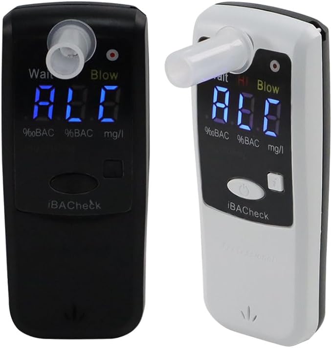 Breathalyzer with 10 Memories and LED Display, Visible at Night. Long Battery Life and Last 350 Test with Alkaline Batteries (B & W 178) (B & W 178)