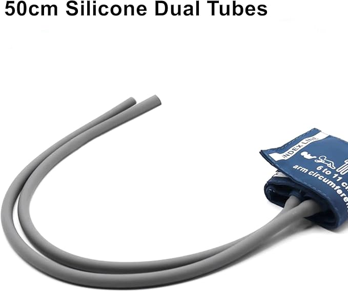 Blood Pressure PU Cuff with 50cm Dual Tubes for Neonate 6-11 cm, Reusable Replacement NIBP Cuff with Inner Airbag for BP Monitor Machine, No Connector