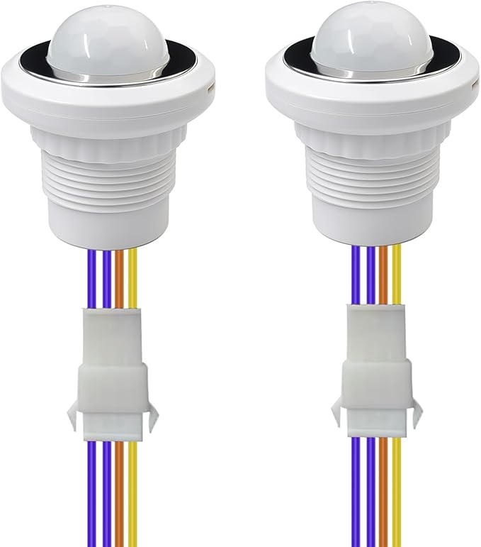Mini Motion Sensor Light Switch 100-240V PIR Sensor Smart Detection Time Delay Adjustable Infrared Induction Detector for Strip LED Ceiling Lamp (Pack of 2)