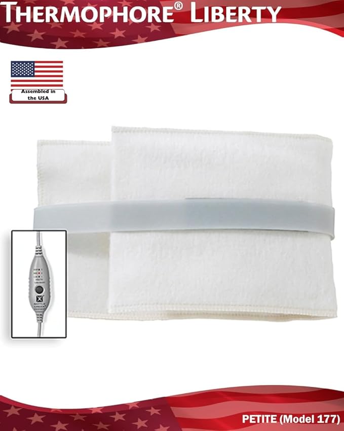 Assembled in The USA - Thermophore Liberty - Moist Heating pad for jaw Neck and Sinus Pain Relief - Electric with auto Shut Off and Specialty Cover Petite Size 4" x 17"