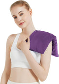Microwavable Heating Pad with Washable Cover, 8 x 18 Microwave Heating Pad for Neck and Shoulders, Moist Heat Bean Bag Warm Compress for Knee, Joints, Wrist, Abdomen (Dark Purple)