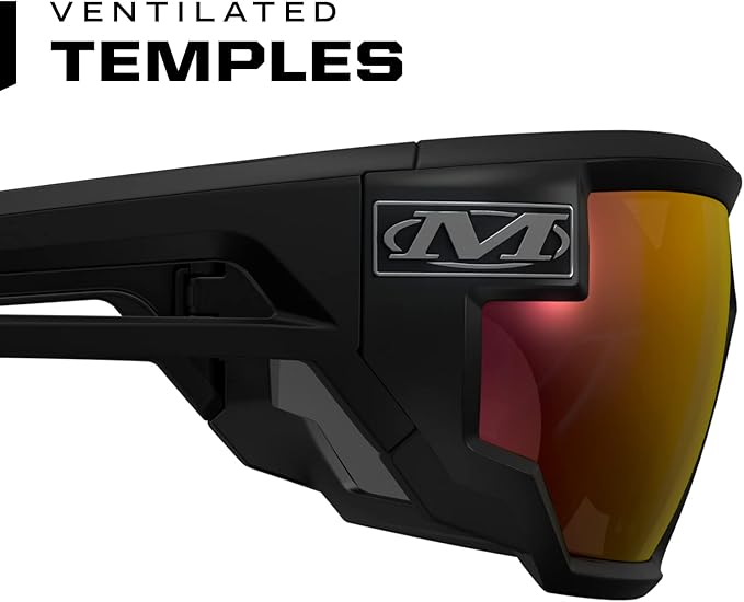 Mechanix Wear: Vision Type-X Safety Glasses with Advanced Anti Fog, Scratch Resistant, Black Frame, Protective Eyewear, Lightweight Glasses, Ventilated Temples, For Outdoor Use (Fire Mirror Lens)