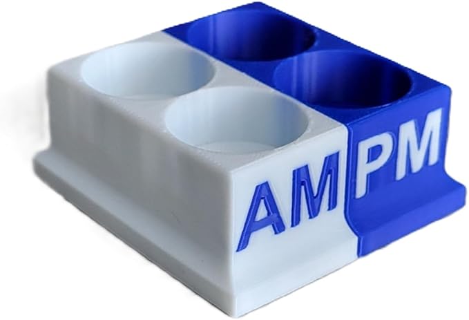 Znet3D Eye Drops Bottle Organizer & Tracker – AM/PM 4-Slot (White/Blue)