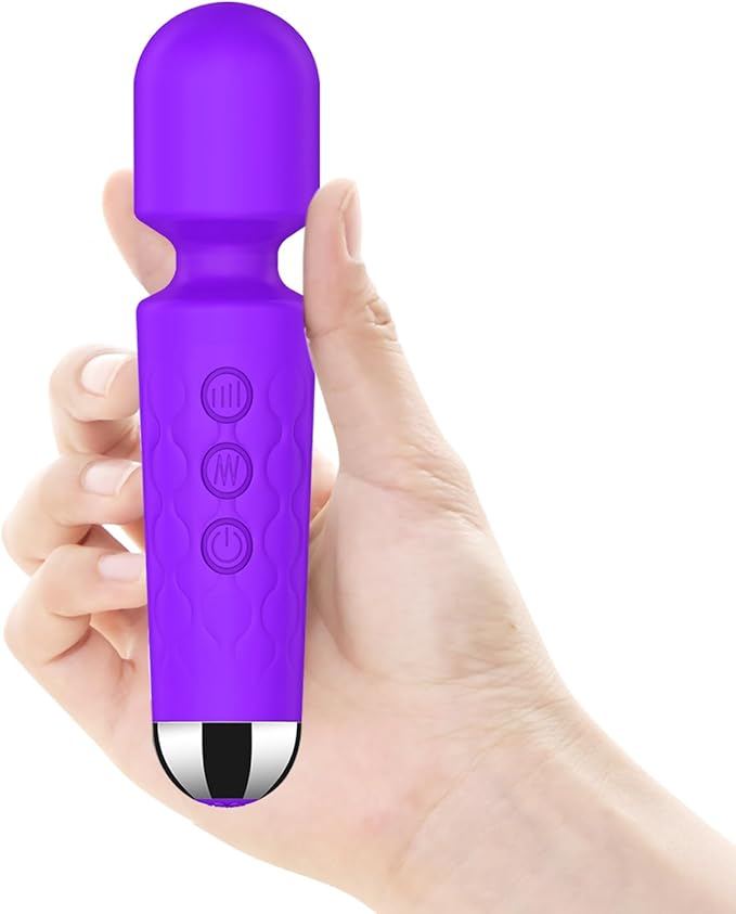 Personal Massage Wand - 20 Modes 8 Speeds Cordless Vibration Massager, Strong Powerful Waterproof Perfect for Travel, Magic Stress Away, All Body Back Legs Hand Pains Sports Recovery (Purple)