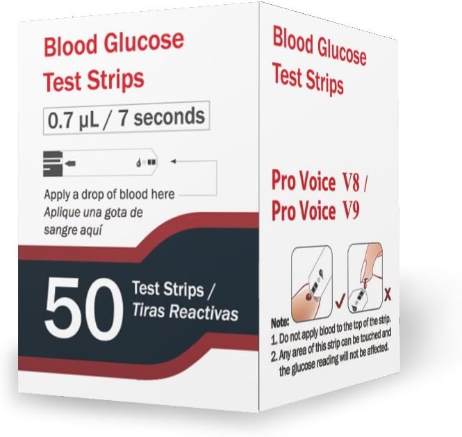 FORA Pro Voice V8/V9 Blood Glucose Test Strips – 50 Count | Fast & Accurate Diabetes Testing